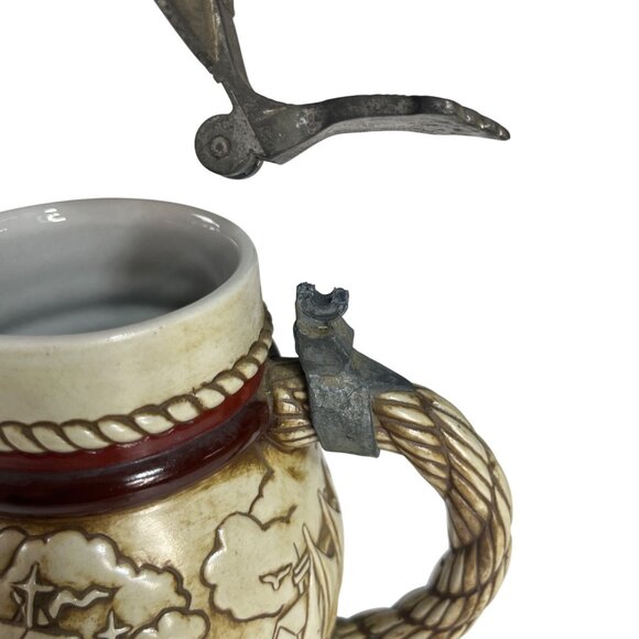 Vintage Avon Ceramic Beer Stein Broken Pewter Lid Nautical Scene 1977 - Picture 4 of 12